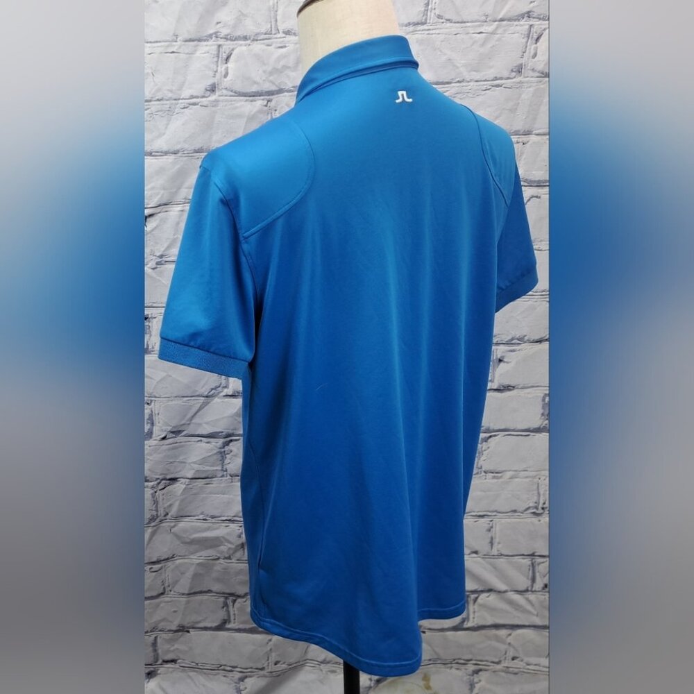 J. Lindeberg Mens Golf Polo Shirt Fieldsensor Fabric Asymmetrical Zip Blue Large - Picture 11 of 16